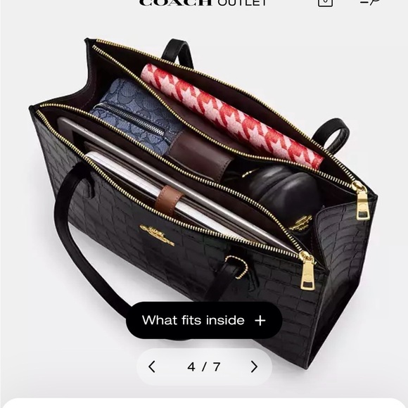 Coach Outlet Nina Zippered Tote in Gold Amazon Green Croc Embossed - Picture 11 of 14